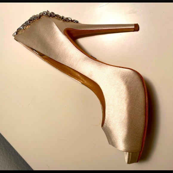 Badgley Mischka Kiara Embellished Peep-Toe Pumps - Picture 7 of 16
